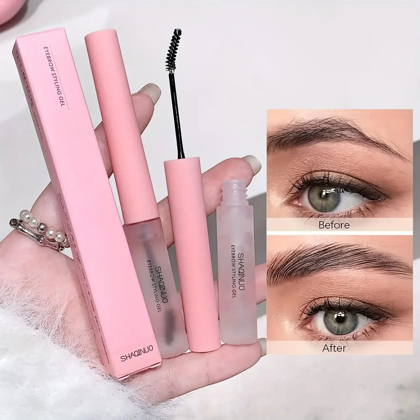 Frost Glow Cosmetics 3D brow gel for bold, natural brows. Clear, waterproof, smudge-proof eyebrow styling gel with long-lasting hold.