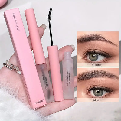 Frost Glow Cosmetics 3D brow gel for bold, natural brows. Clear, waterproof, smudge-proof eyebrow styling gel with long-lasting hold.