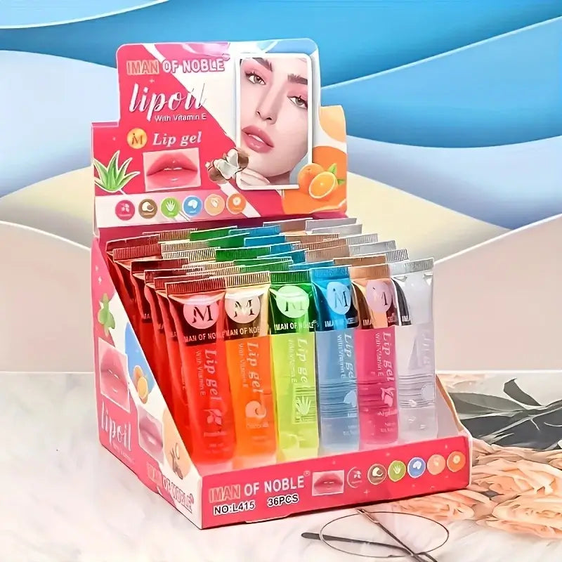 Frost Glow Cosmetics 6Pcs Lip Gloss & Oil Set with VE, rosehip, argan, peppermint, aloe & coconut. Moisturizing, plumping & glossy.