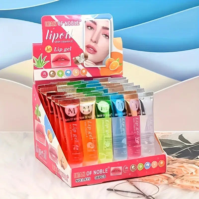 Frost Glow Cosmetics 6Pcs Lip Gloss & Oil Set with VE, rosehip, argan, peppermint, aloe & coconut. Moisturizing, plumping & glossy.