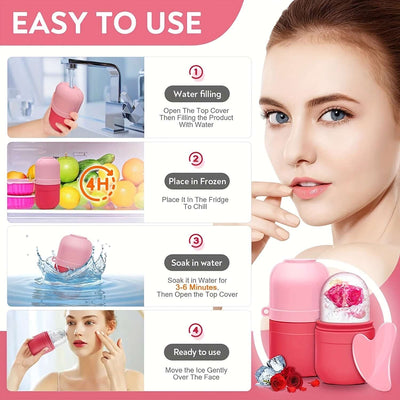 Frost Glow Cosmetics frozen ice roller soothes skin, reduces puffiness & tightens pores. Reusable facial tool for cooling skincare therapy.
