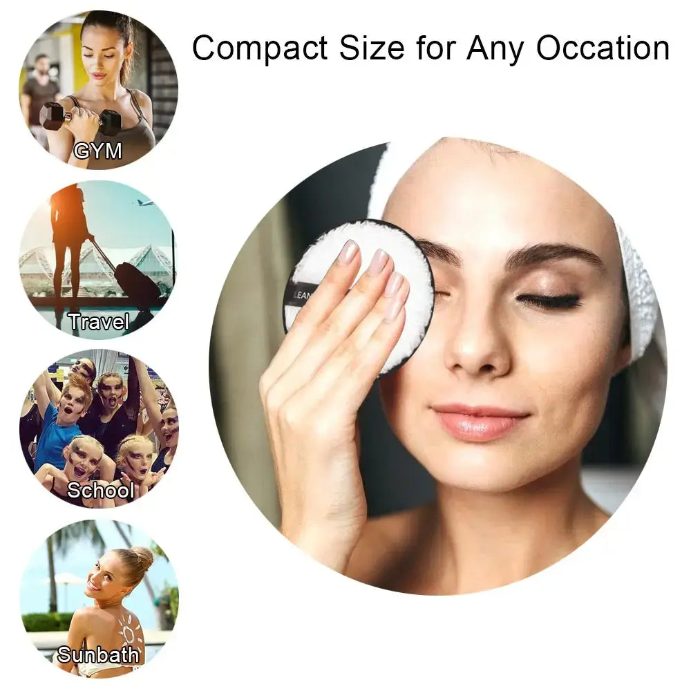 Eco-friendly reusable microfiber makeup remover pads. Double-layer, washable & gentle on skin. Shop Frost Glow Cosmetics sustainable beauty tools today!