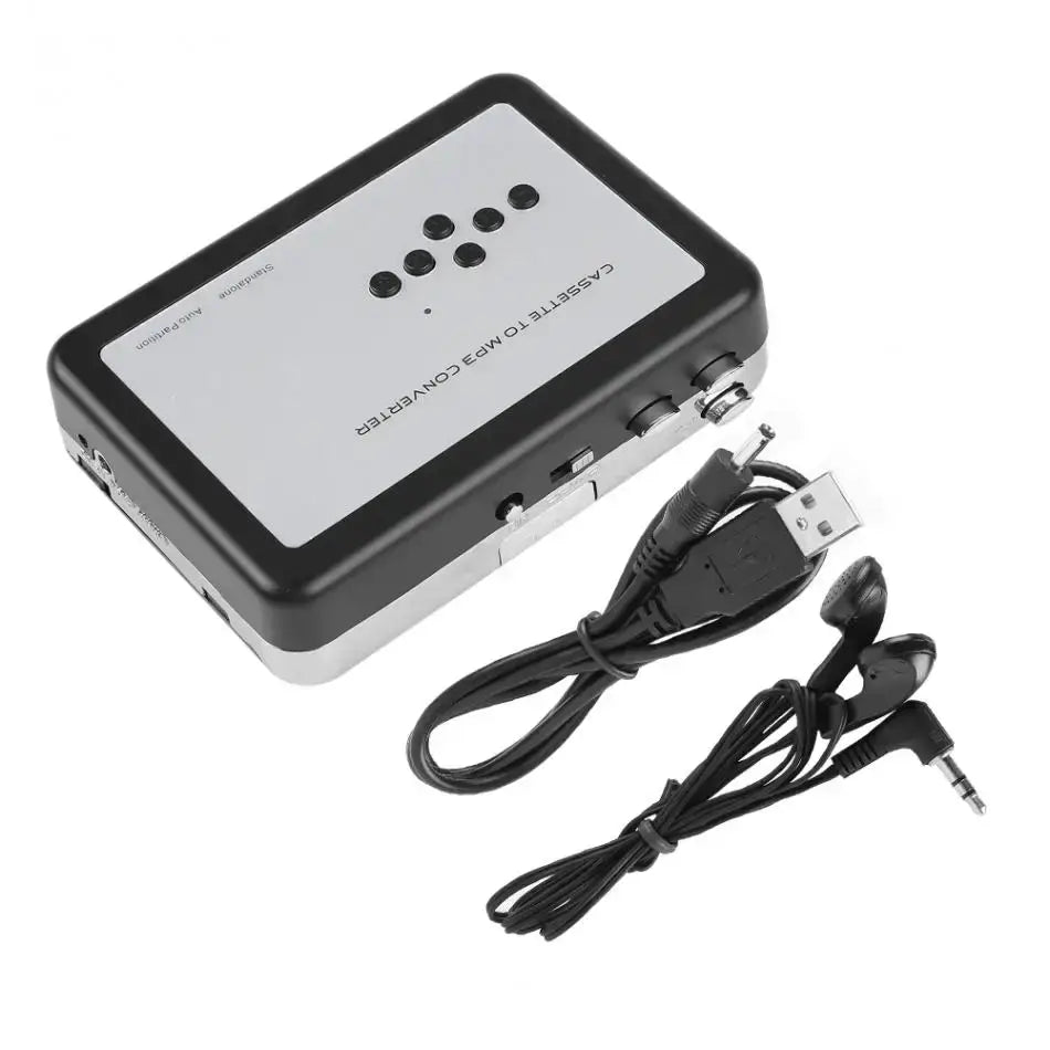 Convert tapes to digital with Frost Glow Cosmetics Portable Cassette Player – recorder & MP3 converter with USB flash drive support.