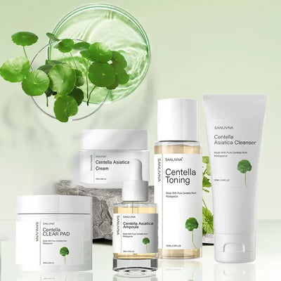 Frost Glow Cosmetics Centella Asiatica toner hydrates, repairs & brightens skin. Gentle essence for soothing, moisturizing care.