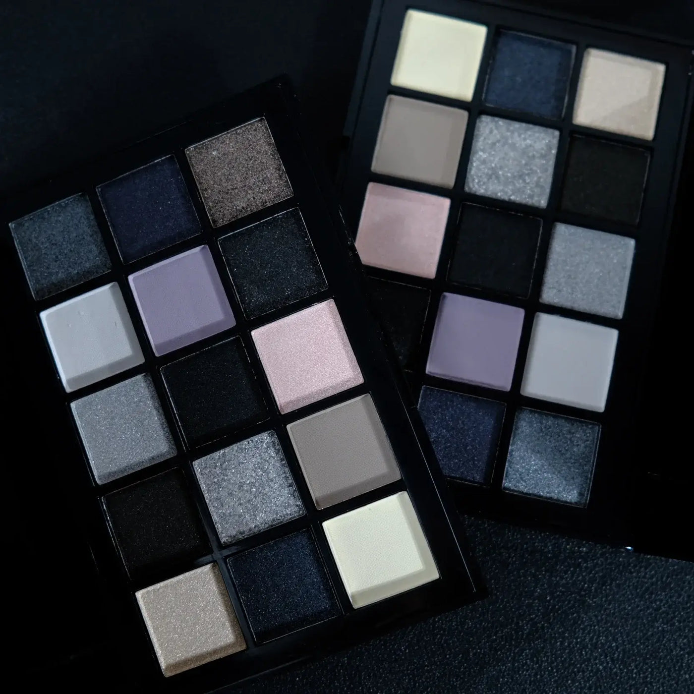 Frost Glow Cosmetics smokey eyeshadow palette. 15 neutral, shimmer & pearly sequin shades for bold punk or soft glam looks.