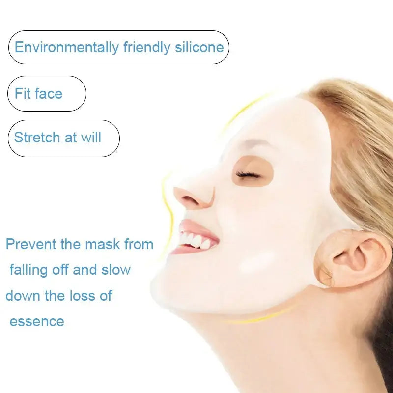 Frost Glow Cosmetics silicone mask cover reusable 3D design locks in moisture, prevents evaporation & boosts sheet mask results.