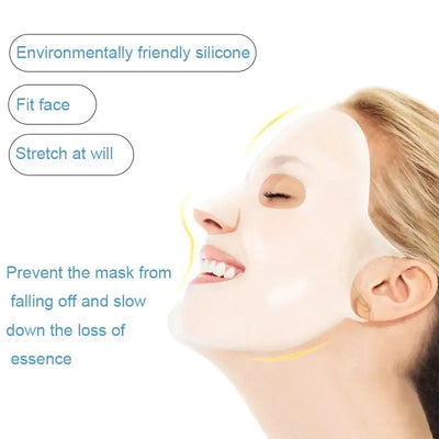 Frost Glow Cosmetics silicone mask cover reusable 3D design locks in moisture, prevents evaporation & boosts sheet mask results.