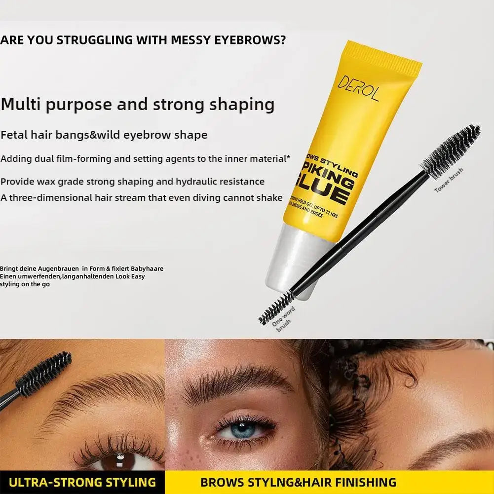 Frost Glow Cosmetics 3D eyebrow styling gel. Waterproof, transparent, quick-dry wax for long-lasting brow lift & natural enhancement.