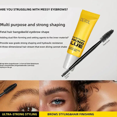 Frost Glow Cosmetics 3D eyebrow styling gel. Waterproof, transparent, quick-dry wax for long-lasting brow lift & natural enhancement.