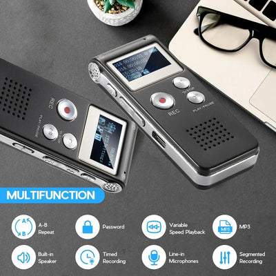 Frost Glow Cosmetics mini voice-activated recorder with MP3 & USB. Small, upgraded audio recorder for lectures, meetings & notes.