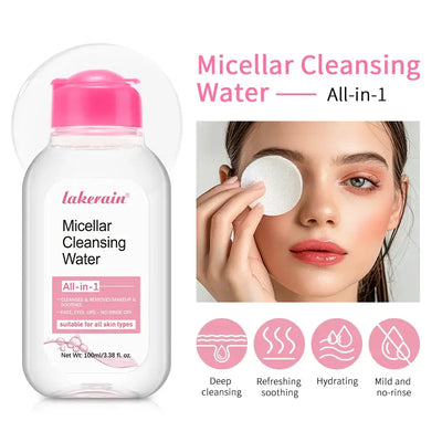 Frost Glow Cosmetics micellar water 100ml removes makeup, hydrates & refreshes skin. Gentle deep cleanser & facial makeup remover.