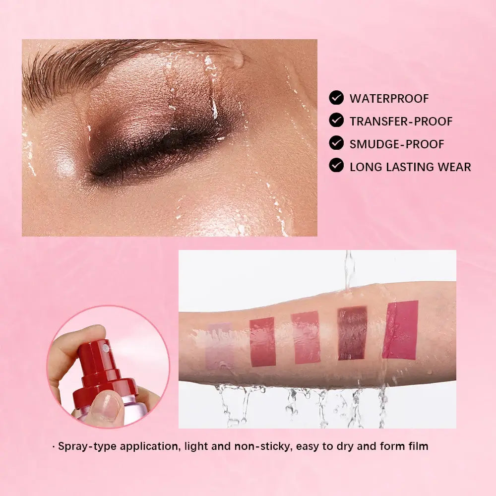 Frost Glow Cosmetics mattifying waterproof setting spray. Oil-control, non-sticky, glossy matte base fixer for all skin types.