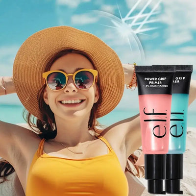 Frost Glow Cosmetics power grip primer gel with hyaluronic & 4% niacinamide. Hydrating, brightening, long-lasting makeup base.