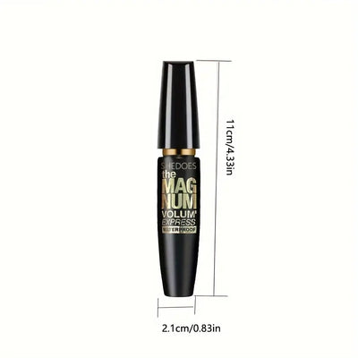 Frost Glow Cosmetics 4D black mascara. Waterproof liquid fiber formula for thickening, lengthening & curling lashes all day.