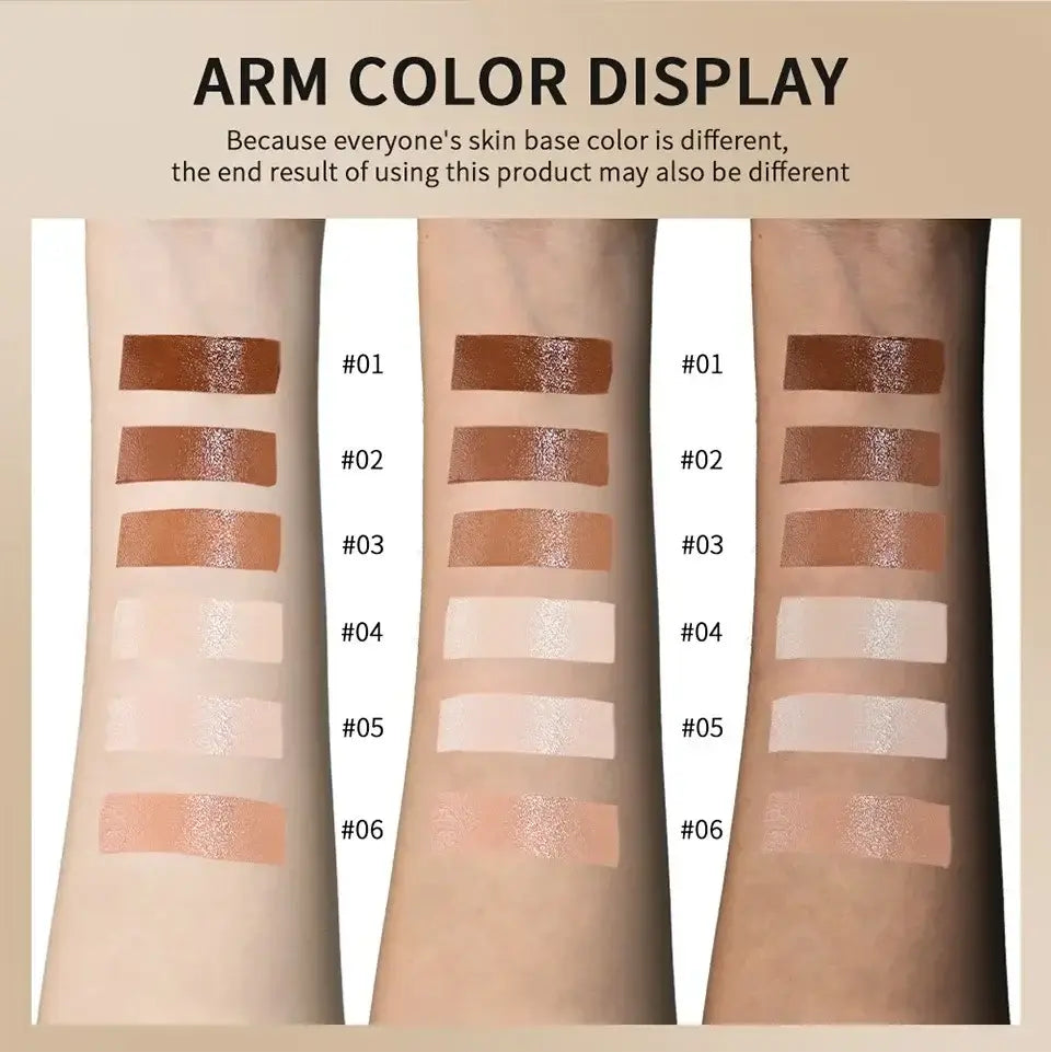 Frost Glow Cosmetics Balm Skin Eraser Stick displayed with various shades and models showcasing diverse skin tones.