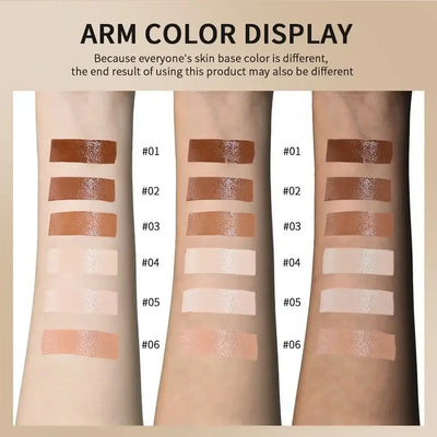 Frost Glow Cosmetics Balm Skin Eraser Stick displayed with various shades and models showcasing diverse skin tones.