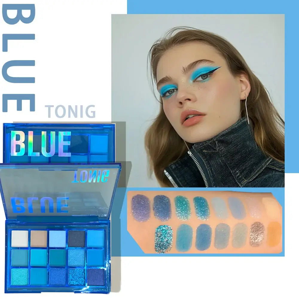 Frost Glow Cosmetics 15-shade eyeshadow palette. High-pigment shimmer, matte & metallic neutrals & bolds, waterproof & long-lasting.