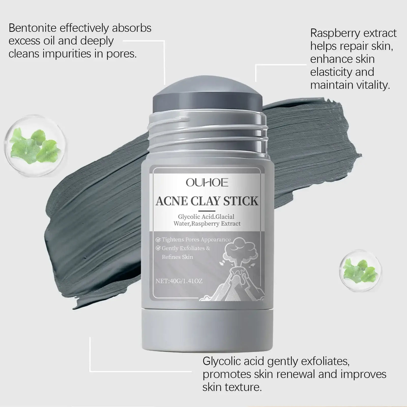 Frost Glow Cosmetics clay mask shrinks pores, removes blackheads, controls oil & hydrates skin for acne & pimple treatment.