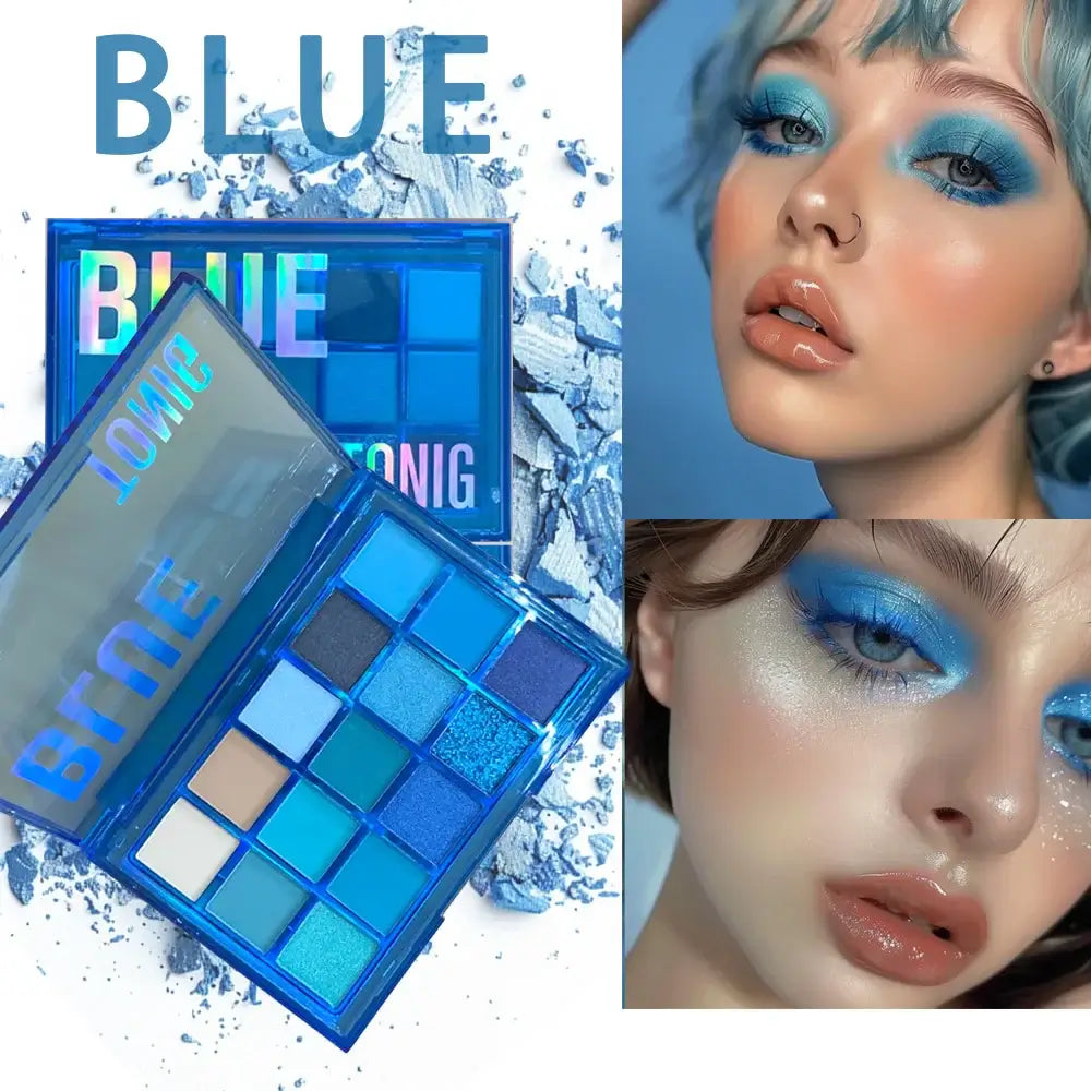 Frost Glow Cosmetics 15-shade eyeshadow palette. High-pigment shimmer, matte & metallic neutrals & bolds, waterproof & long-lasting.