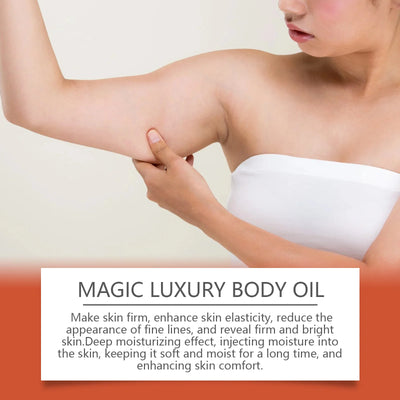 Deeply moisturizing luxury body oil. Firms, nourishes & repairs dry skin while softening chest, thighs & body for rejuvenation.