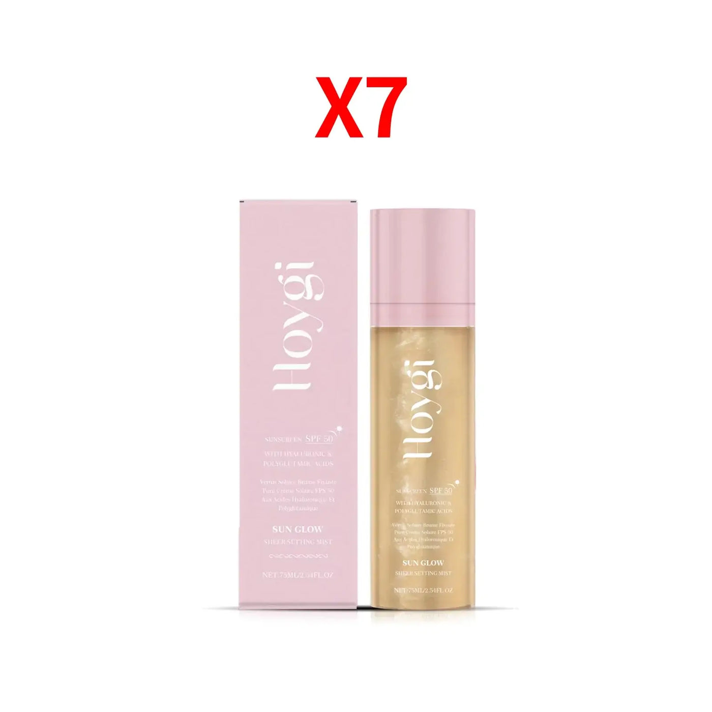 Frost Glow Cosmetics Hoygi SPF 50+ setting spray. Oil-control, matte, waterproof fixer with sun protection & fast film formation.