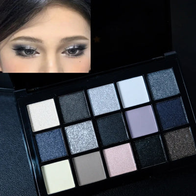 Frost Glow Cosmetics smokey eyeshadow palette. 15 neutral, shimmer & pearly sequin shades for bold punk or soft glam looks.
