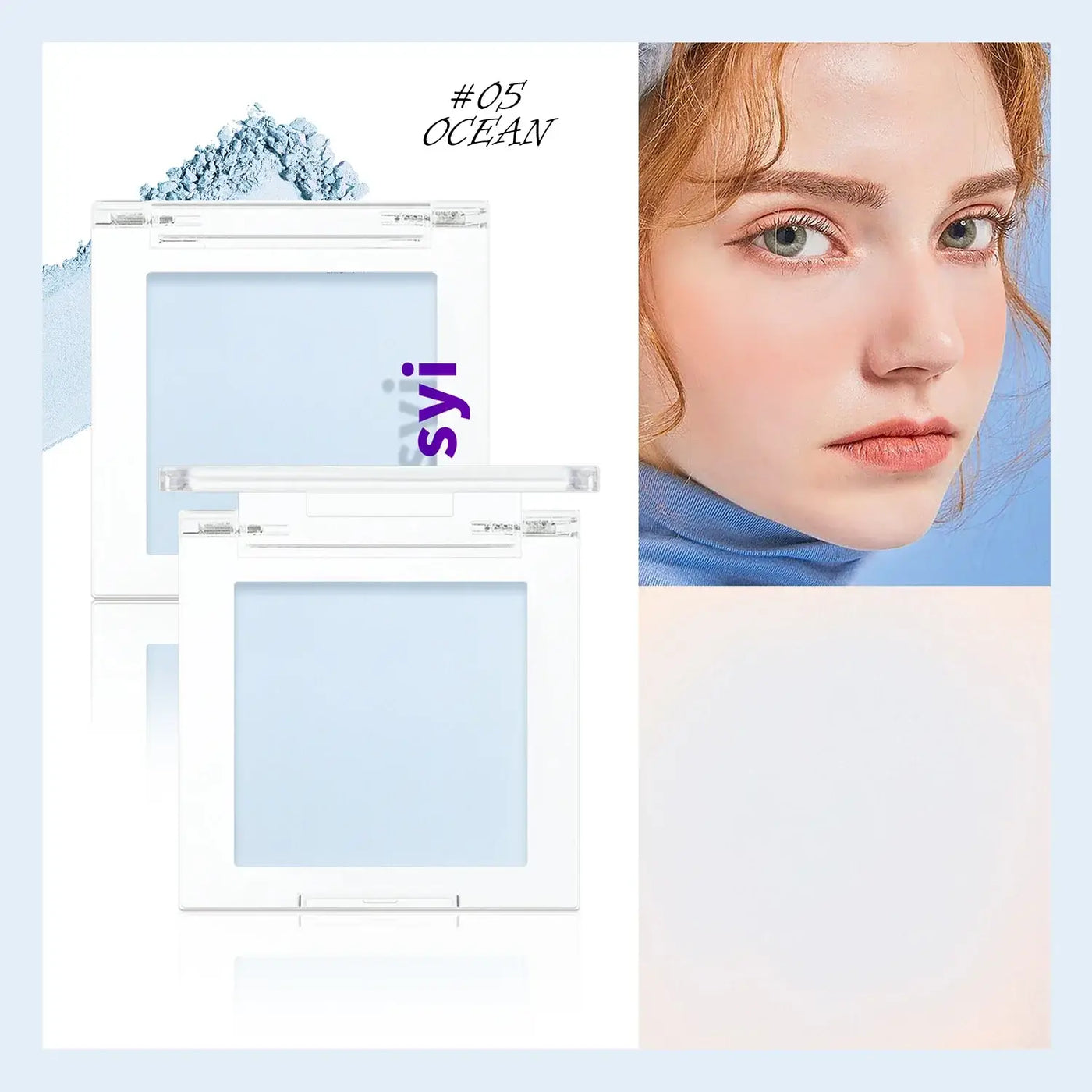 Frost Glow Cosmetics brightening blush in pink tone with applicator and swatch, ideal for a youthful glow.
