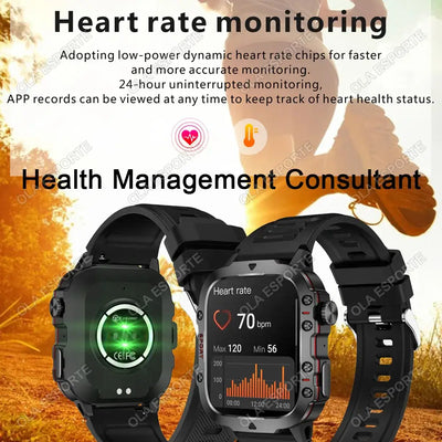 Conquer every challenge with Frost Glow Cosmetics 2025 Military Smart Watch – rugged, waterproof, fitness tracker & Bluetooth calls.