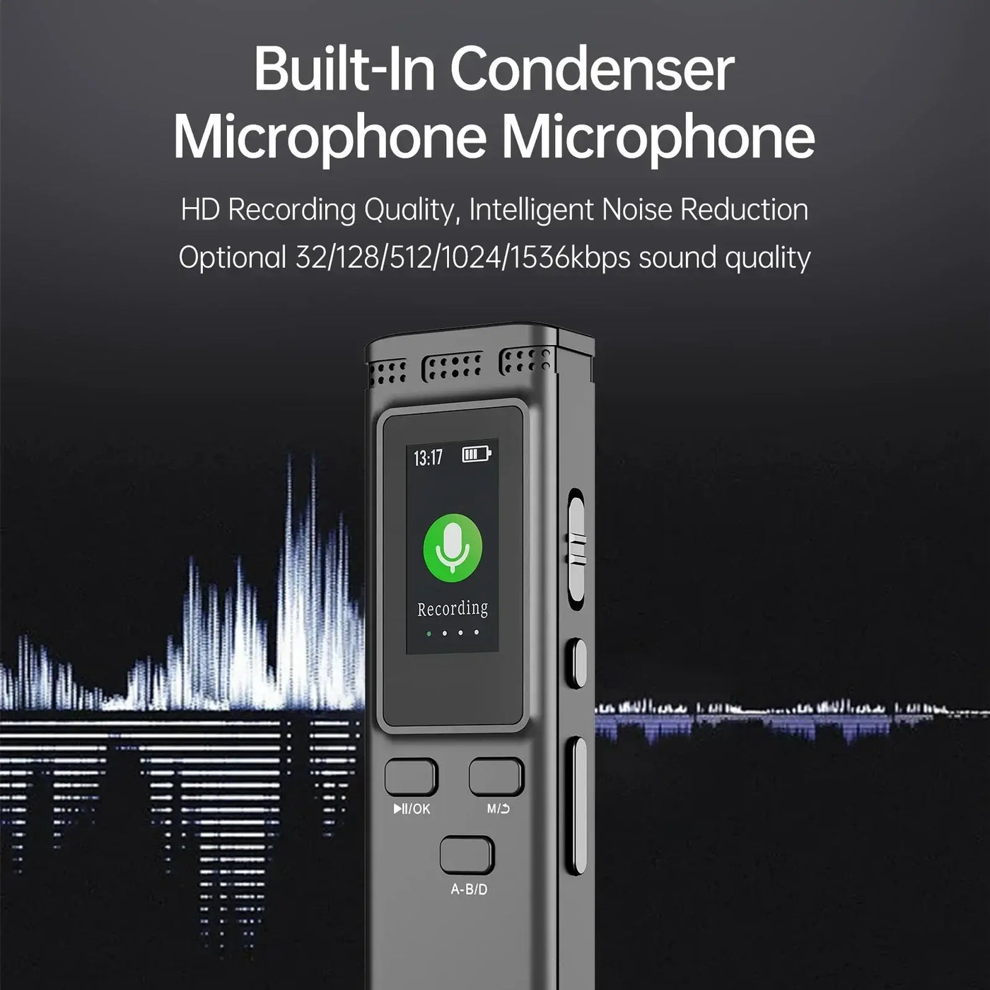 Frost Glow Cosmetics digital voice recorder with 64GB/16GB/8GB storage, voice activation, noise reduction & 288hrs playback.