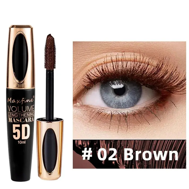 Frost Glow Cosmetics 5D silk mascara. Waterproof, non-caking formula for bold black lashes with length, volume & long-lasting wear.