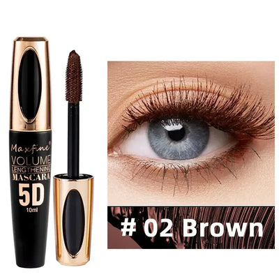 Frost Glow Cosmetics 5D silk mascara. Waterproof, non-caking formula for bold black lashes with length, volume & long-lasting wear.