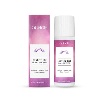 Nourishing body massage oil roll-on with castor oil. Moisturizes, repairs dryness & lightens fine lines for smooth, radiant skin.