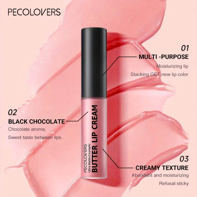 Frost Glow Cosmetics Butter Lip Cream. Non-sticky, moisturizing liquid lipstick with bold pigment for sexy nude and red lip looks.