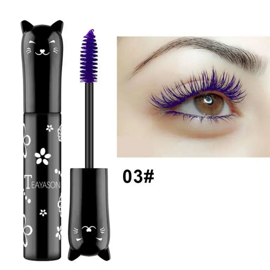 Frost Glow Cosmetics colorful mascara set. Large brush head, non-clumping, smudge-proof in white, purple, blue, silver & coffee.