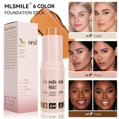 Frost Glow Cosmetics Waterproof Cream Foundation Stick in Golden, showcasing before and after skin transformation.
