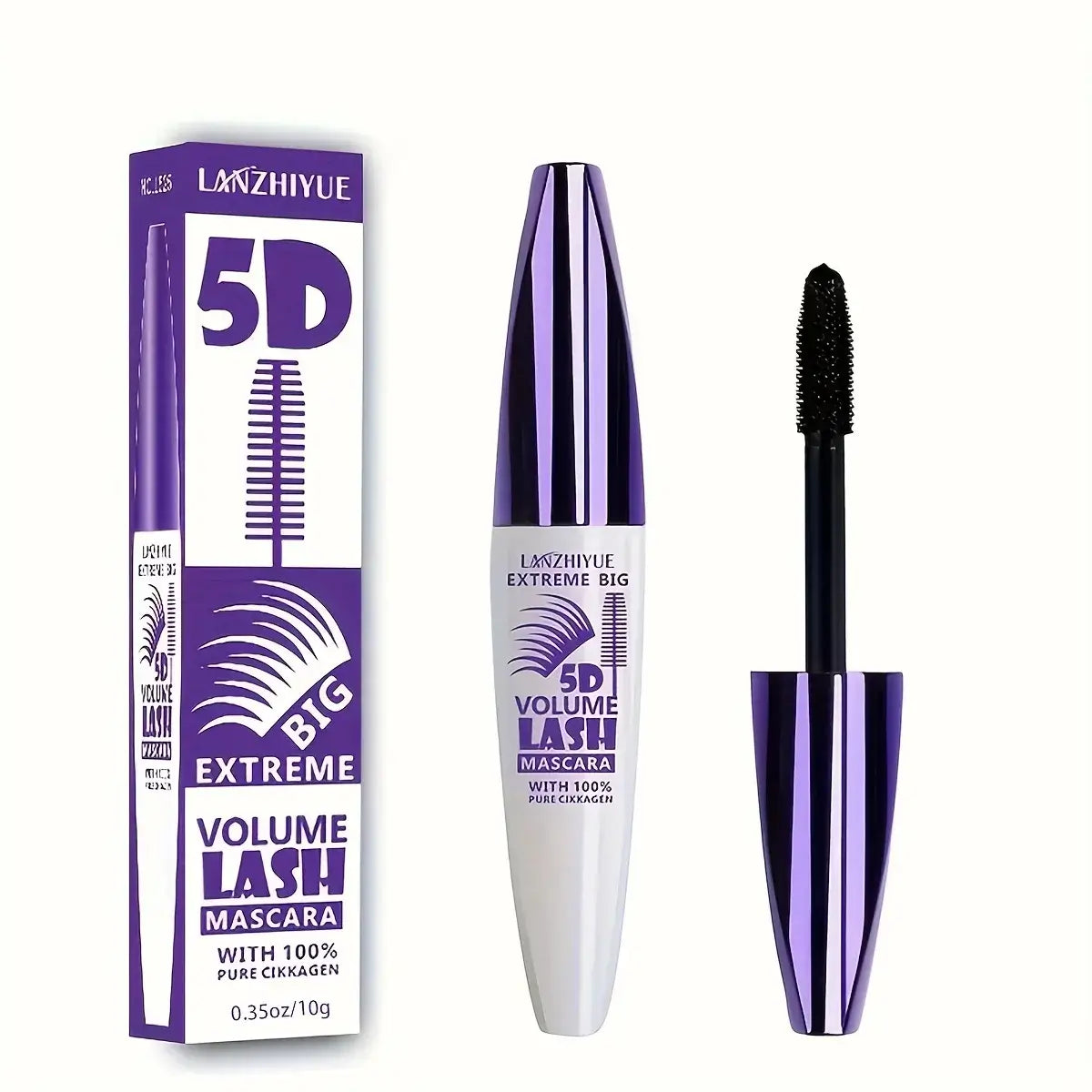 Frost Glow Cosmetics 5D mascara. Extreme volume, waterproof, long-lasting lash thickening & curling for bold natural eyelash extensions.