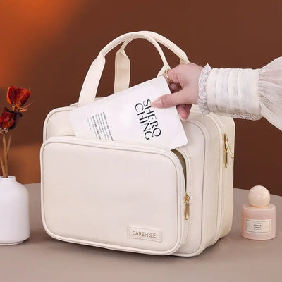 Spacious PU cosmetic & toiletry bag for women. Durable, portable & perfect for travel or daily storage. Shop Frost Glow Cosmetics organizers today!