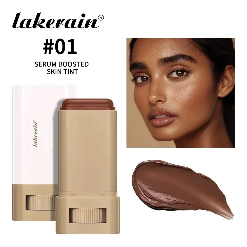 Frost Glow Cosmetics Balm Skin Eraser Stick displayed with various shades and models showcasing diverse skin tones.