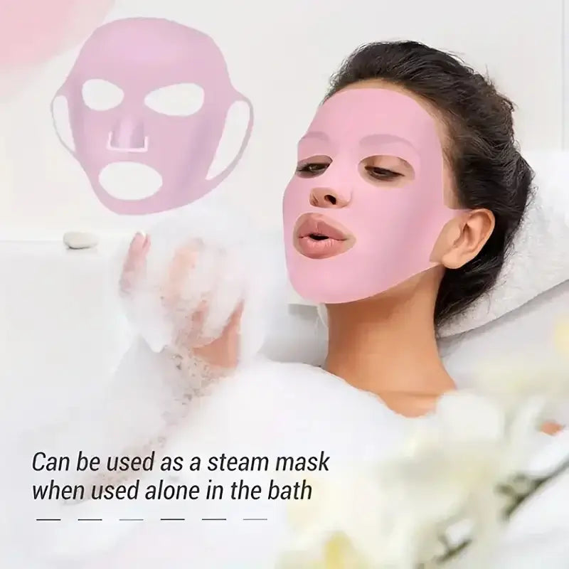 Frost Glow Cosmetics silicone mask cover reusable 3D design locks in moisture, prevents evaporation & boosts sheet mask results.