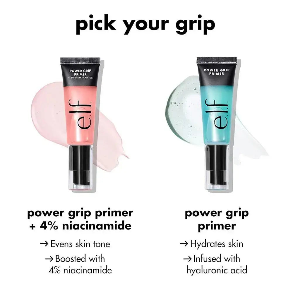 Frost Glow Cosmetics power grip primer gel with hyaluronic & 4% niacinamide. Hydrating, brightening, long-lasting makeup base.