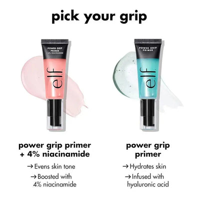 Frost Glow Cosmetics power grip primer gel with hyaluronic & 4% niacinamide. Hydrating, brightening, long-lasting makeup base.