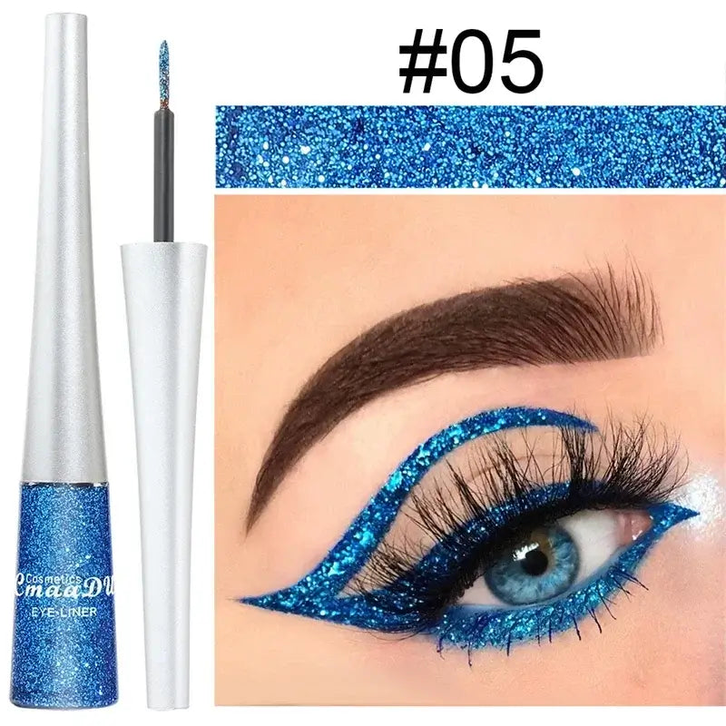 Frost Glow Cosmetics colorful liquid eyeliner pens. Waterproof, matte, easy-to-wear in blue, red, green, white, gold & brown shades.