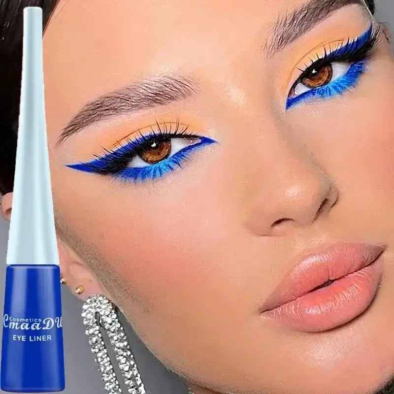 Frost Glow Cosmetics colorful liquid eyeliner pens. Waterproof, matte, easy-to-wear in blue, red, green, white, gold & brown shades.
