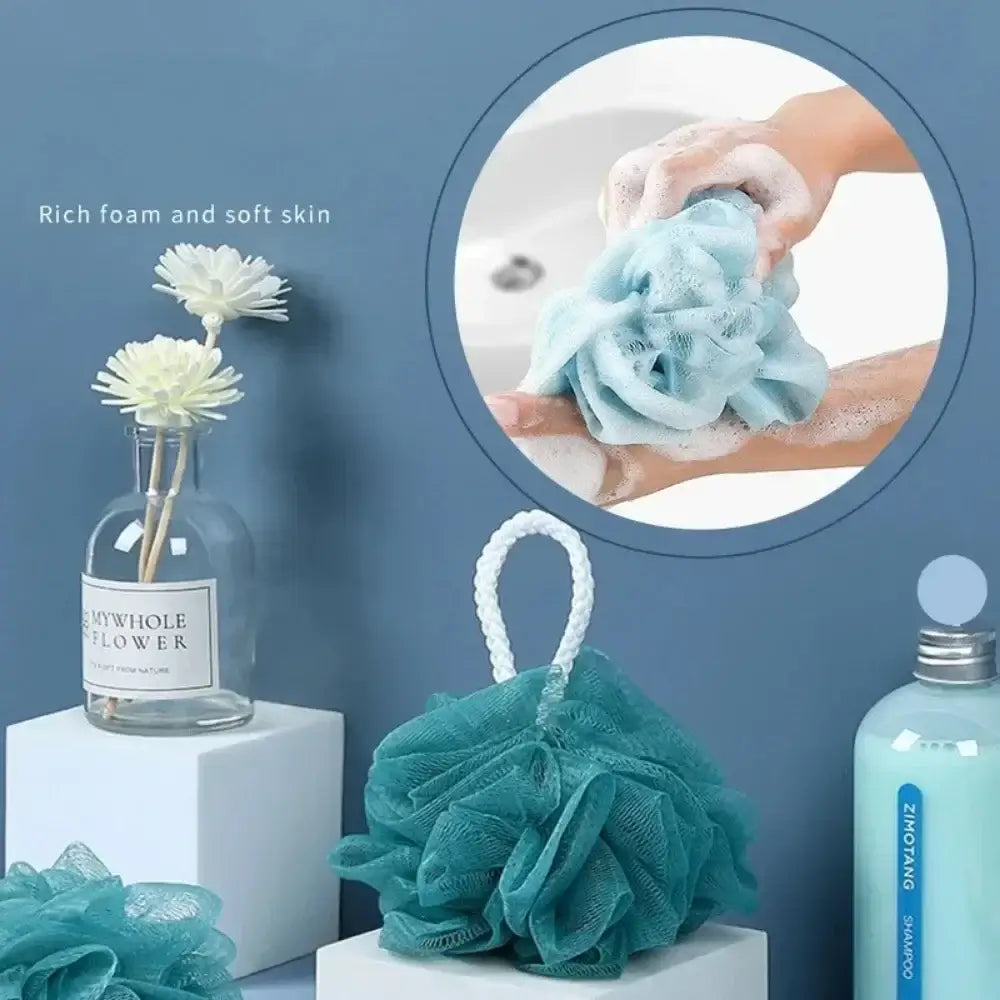 3-in-1 bath set with back scrubber, sponge & brush. Exfoliate, cleanse & massage skin for a refreshing spa-like shower.
