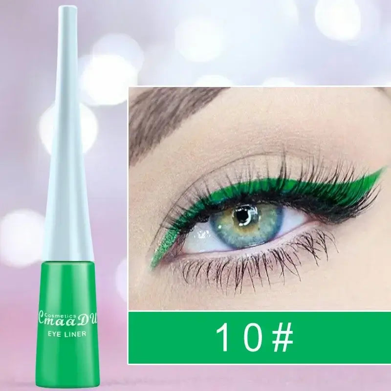 Frost Glow Cosmetics colorful liquid eyeliner pens. Waterproof, matte, easy-to-wear in blue, red, green, white, gold & brown shades.