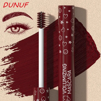 Frost Glow Cosmetics red mascara. Thickening, lengthening, curling, waterproof & anti-smudge formula for bold, lasting lash looks.