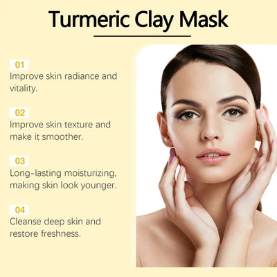 Frost Glow Cosmetics turmeric vitamin C clay mask deep cleans, refines pores, controls oil & brightens dull skin while fading dark spots.