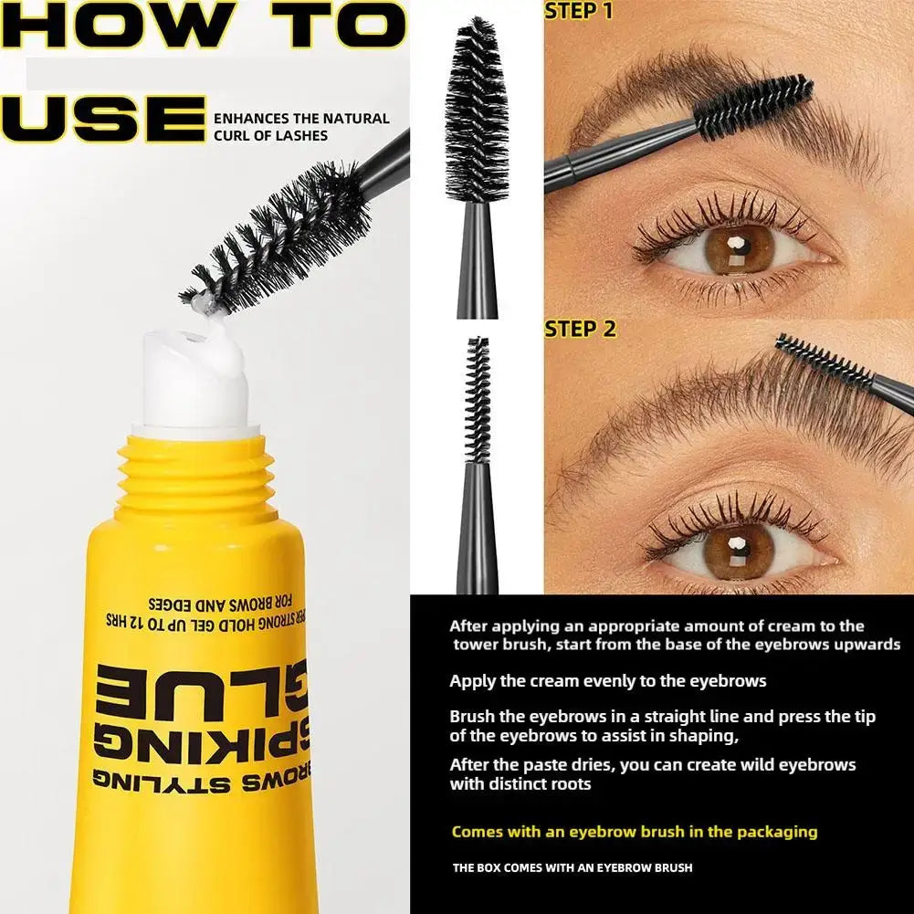 Frost Glow Cosmetics 3D eyebrow styling gel. Waterproof, transparent, quick-dry wax for long-lasting brow lift & natural enhancement.
