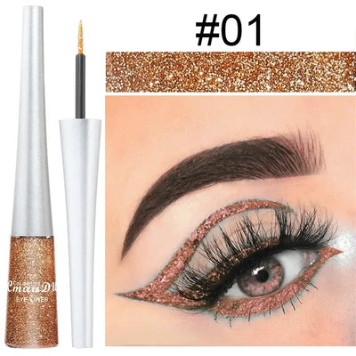 Frost Glow Cosmetics colorful liquid eyeliner pens. Waterproof, matte, easy-to-wear in blue, red, green, white, gold & brown shades.