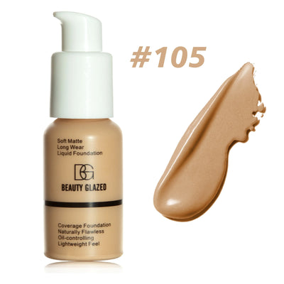 Frost Glow Cosmetics matte waterproof foundation offers full coverage, long-lasting wear, concealing imperfections with a flawless finish.